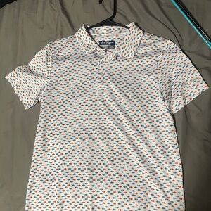 Tommy Bahama KidsWhite Polo Shirt with Blue and Red Pattern